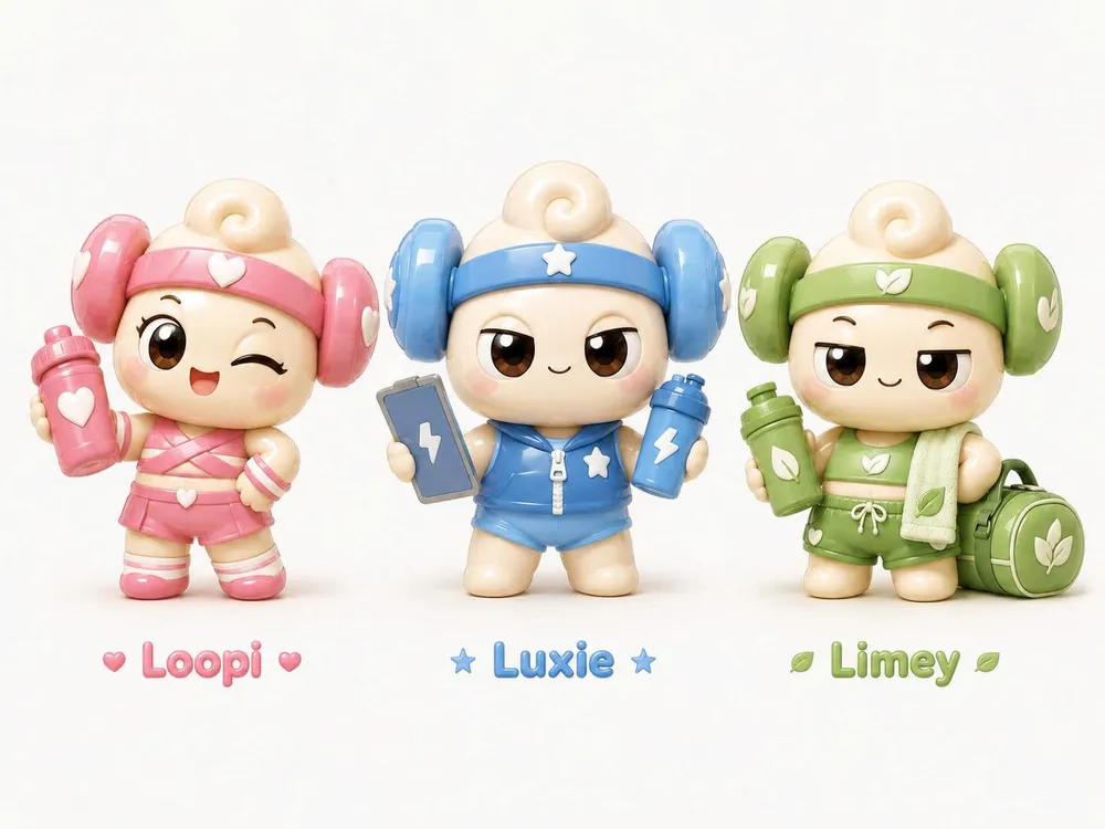 Liftie mascots Loopi Luxie Limey