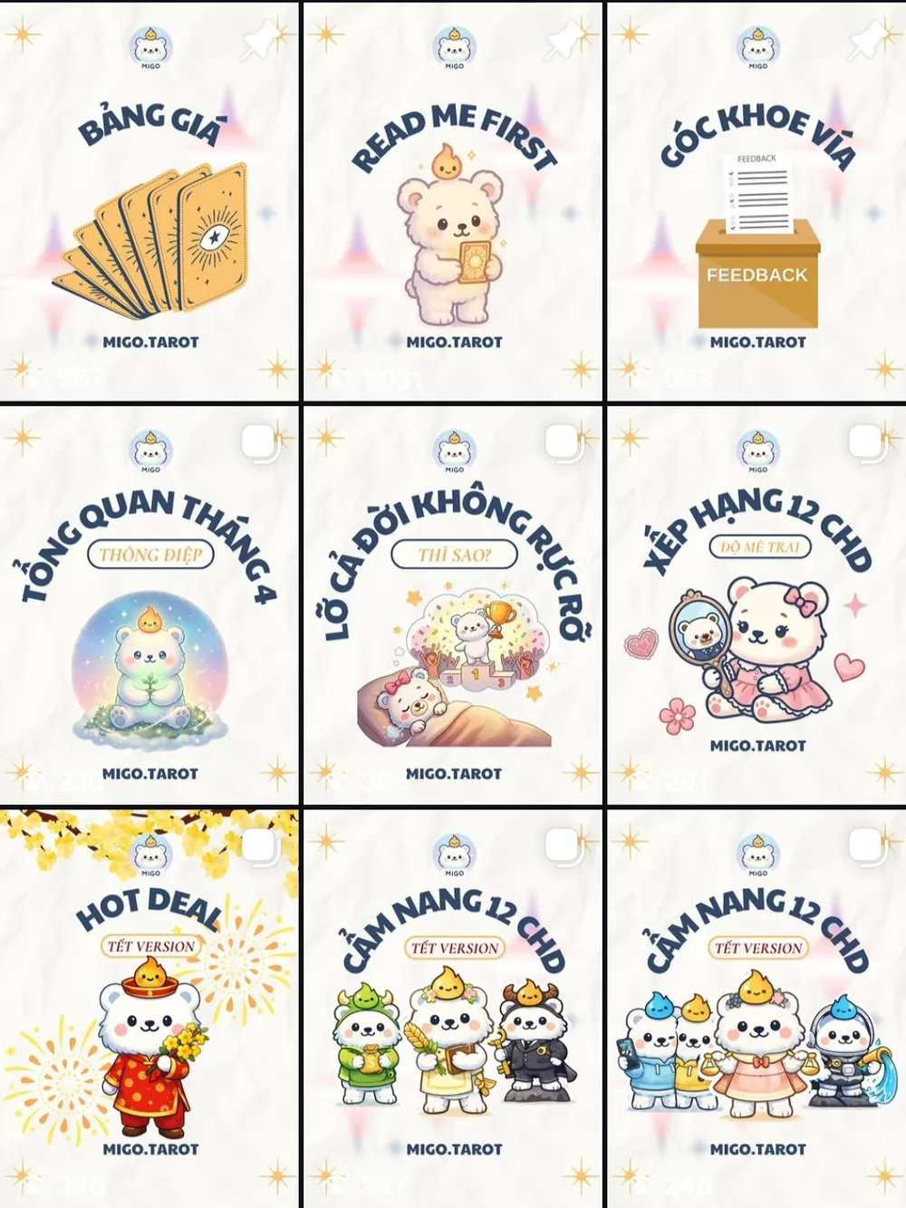 Instagram grid @migo.tarot