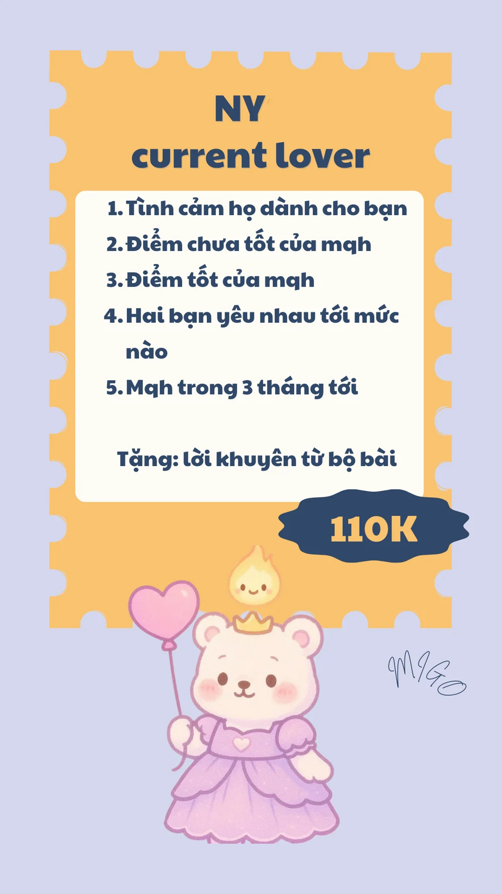 Migo menu Tình yêu
