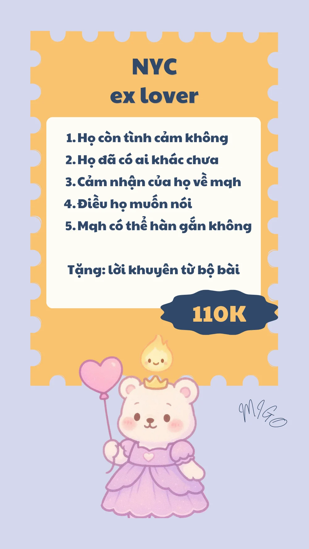 Migo menu Tình yêu