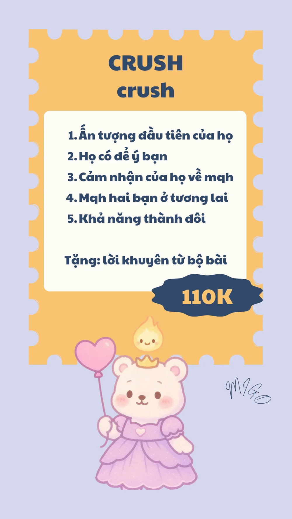 Migo menu Tình yêu