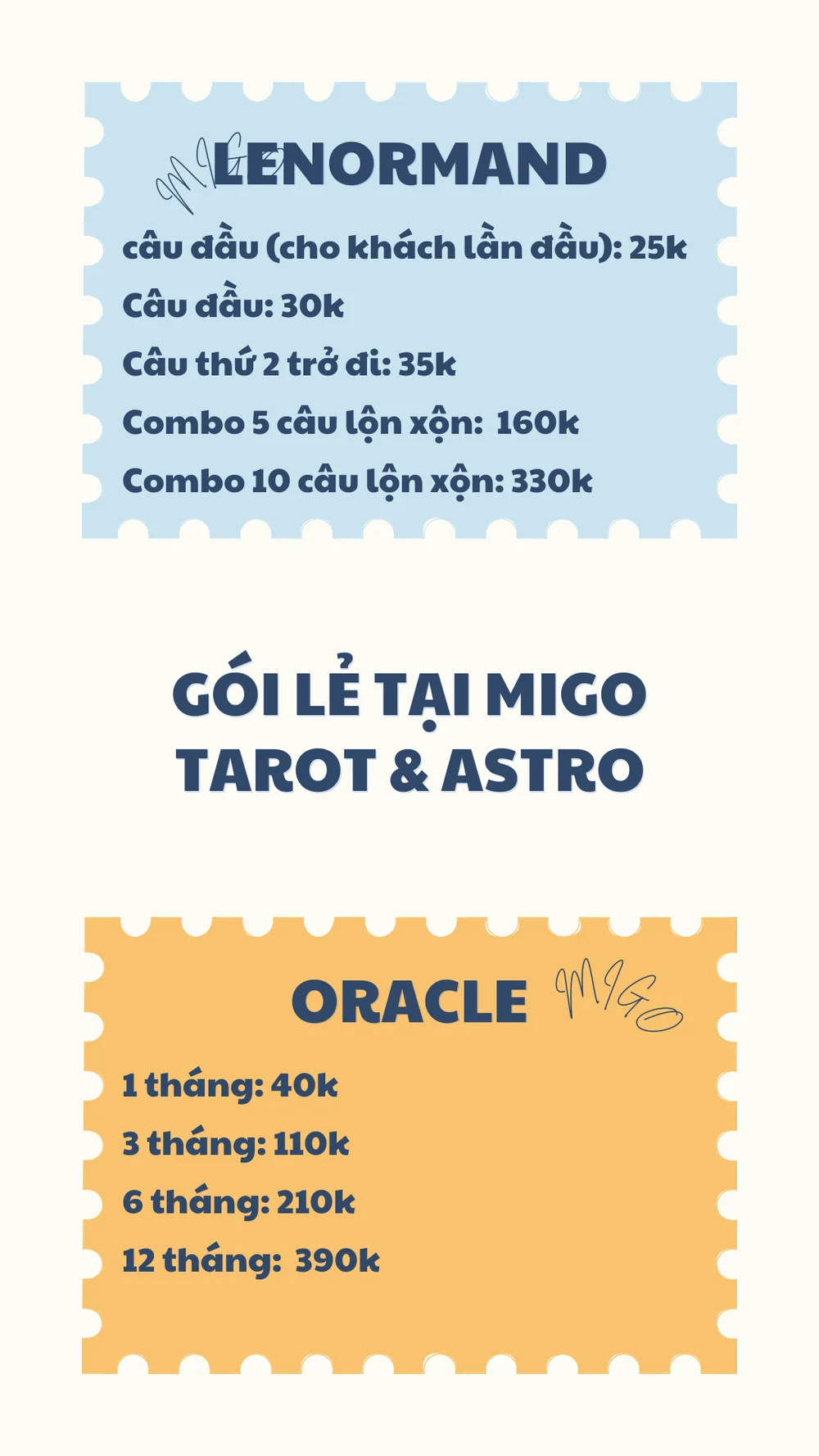 Migo menu Câu lẻ