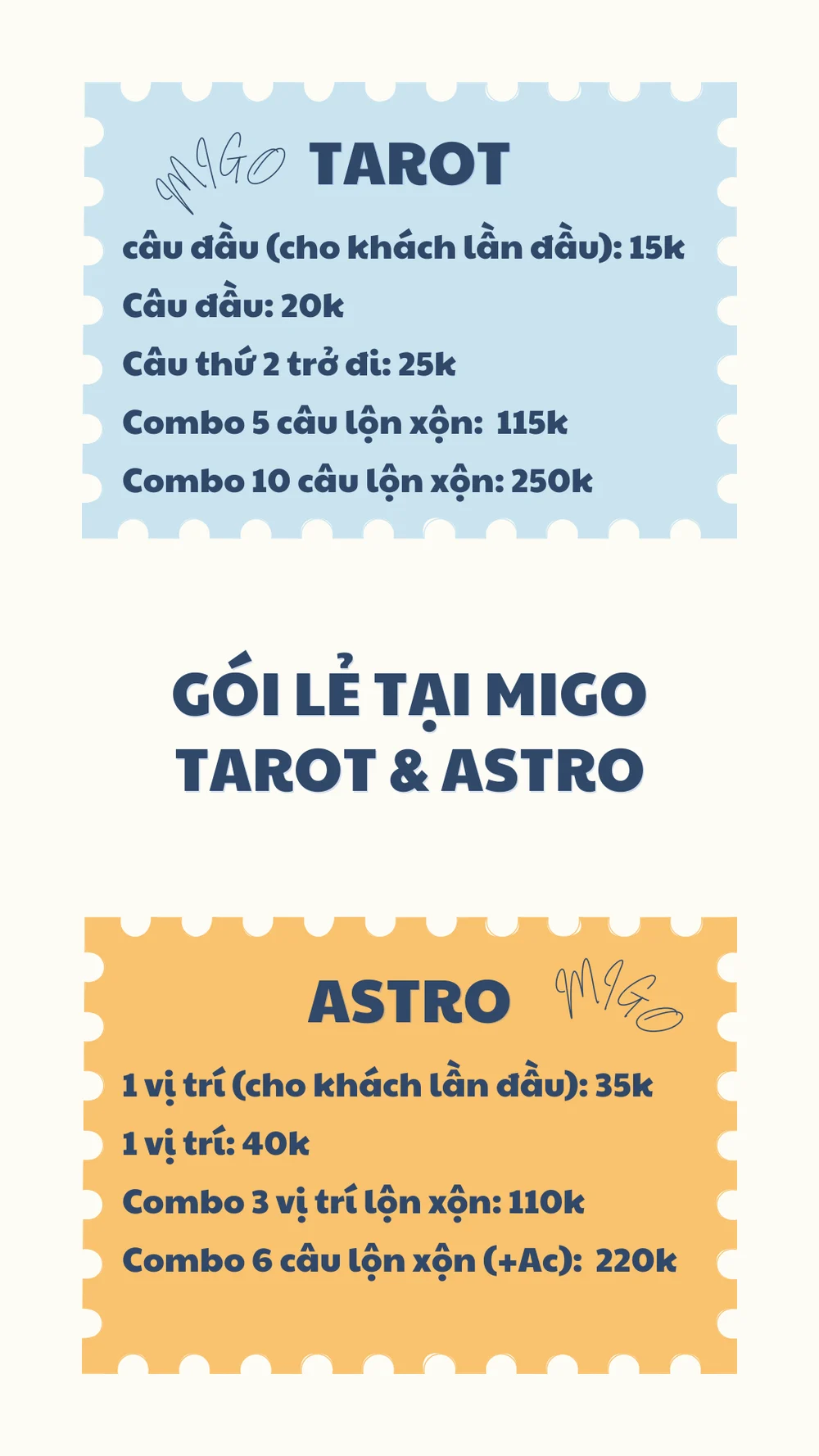 Migo menu Câu lẻ