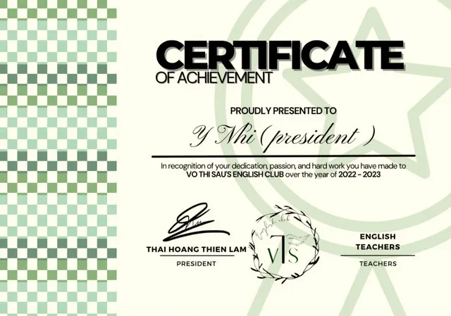 VTSEC Certificate of Achievement